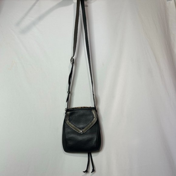 Brighton Fashionta Collection Chic Calf Hair Black Leather Cross‎ Body - Picture 3 of 6